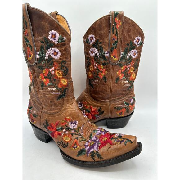 Old Gringo Women's Jasmine Embroidered Flower Brown Leather Western Boot - Picture 5 of 14